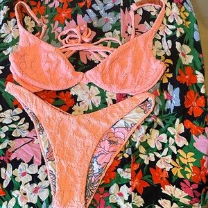 Pink Textured Bikini Set